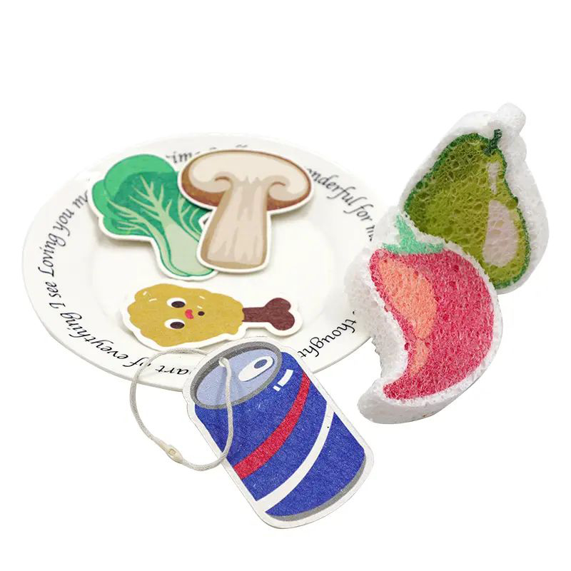 주방용 압축 접시 세척 청소 스폰지 야채 셀룰로오스 스폰지